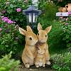 Solar Garden Statues Outdoor Decor,Rabbit Figurines Wiht LED Lights Yard Ornaments Women Garden Gifts,Unique Housewarming Gifts