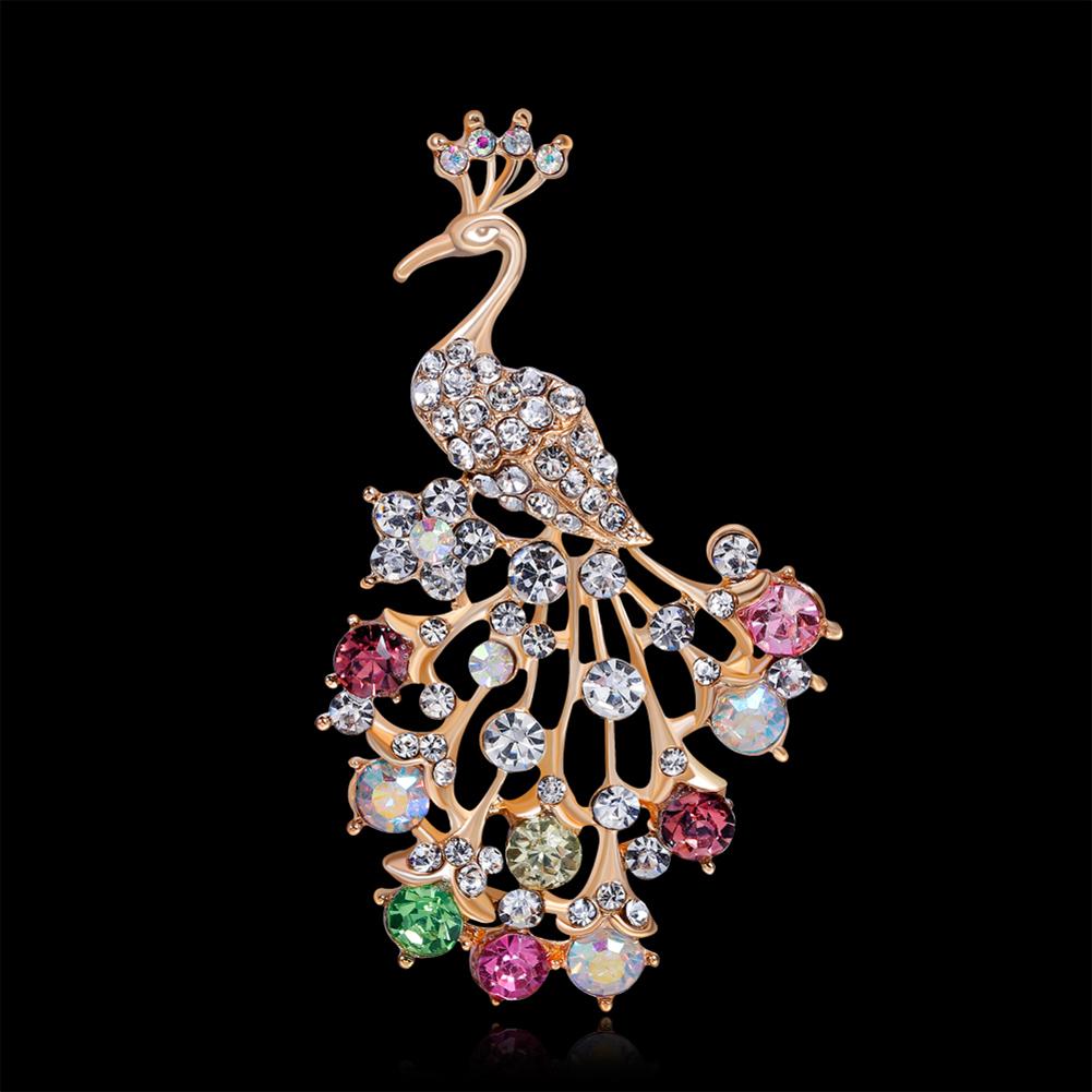 Women Elegant Peacock Brooches Fashion Shimmer Breastpin for Wedding Party