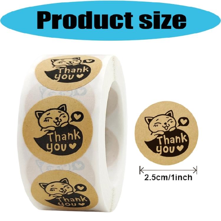 2.5cm Round Thank You Sticker 500Pcs Per Roll Adhesive Paper Labels For Holiday Greeting Card and Event Gift Packaging