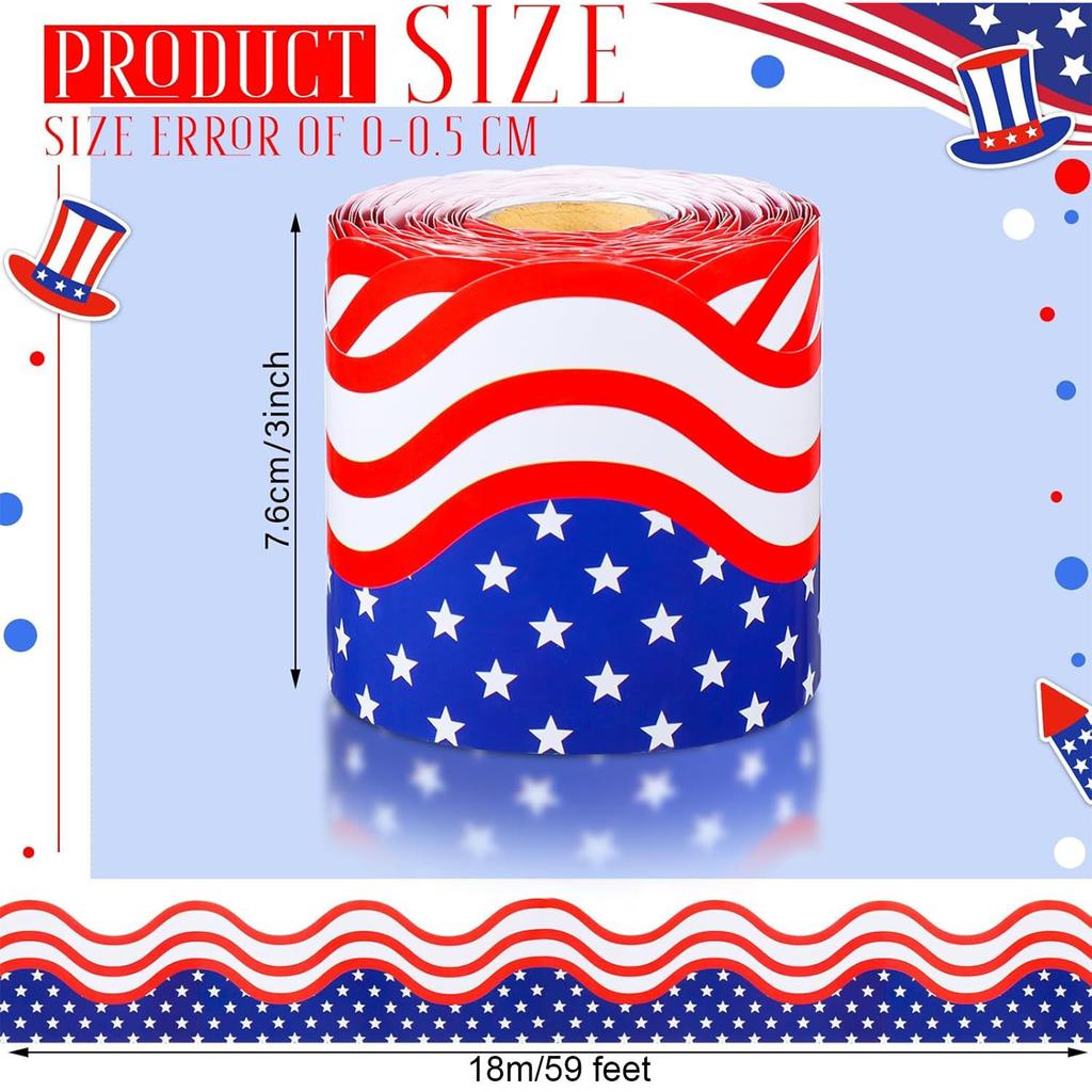 4th of July Bulletin Board Border Independence Day Bulletin Border Trim Bulletin Board Sticker for Classroom Decoration