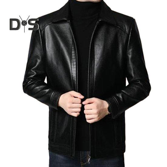 Chaqueta de Hombre Piel Sintética Color Sólido Cuello Alto Suave Grueso Cálido Manga Larga Cremallera Protección del Cuello Motocicleta A Prueba de Viento Chaqueta Fresca Otoño Invierno