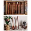 3Pcs Wooden Spoon Fork Dinnerware Set Long Wood Spoon and Fork Set Dessert Soup Spoon Dining Fork Chopsticks Cutlery Tableware