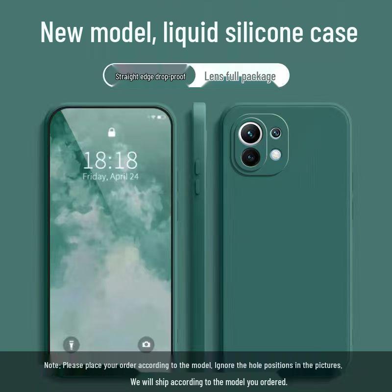 Custodia in Silicone Liquido Anti-Caduta Colore Solido per Xiaomi 11 Lite 5G NE