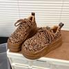 Soft Leather Muffin Thick-soled Leopard Print Board Shoes Heightening Shoes Women's Popular New Autumn Casual Biscuit Shoes