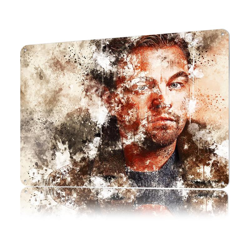 Leonardo DiCaprio Metal Poster Customized Wall Art Retro Vintage Tinplate Signs for Modern Home Decoration Ornaments Desk Decor