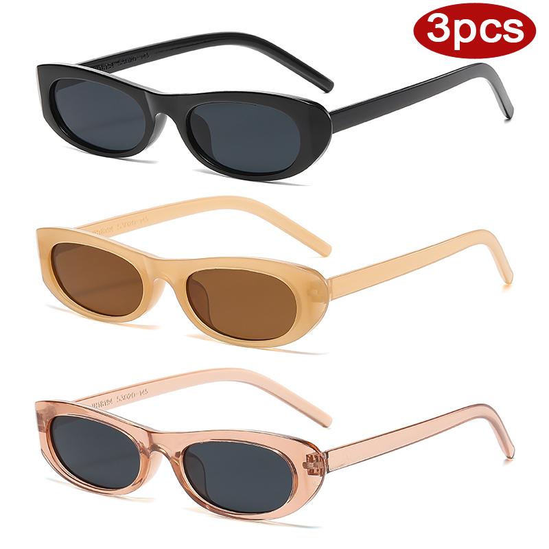 Защитные очки 3 шт. Модные квадратные солнцезащитные очки с узкой оправой Женские очки с цветной оправой Ретро Дизайнерские солнцезащитные очки