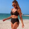 Damen Einfarbiger Tankini Badeanzug Zweiteiliger Badeanzug mit Muschelstickerei, Sportliches Bikini-Badebekleidungs-Set