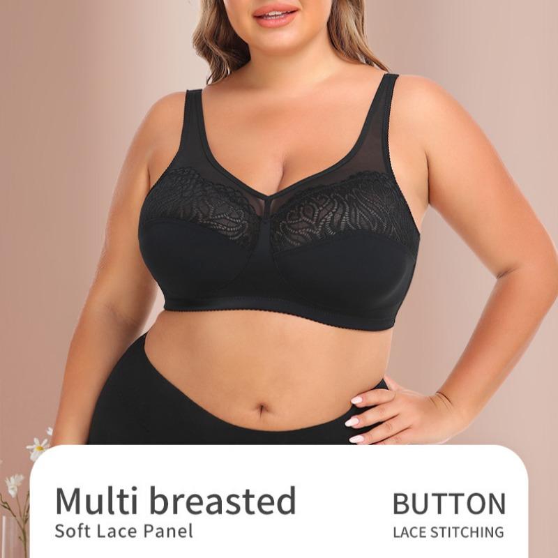 Sexy European and American Lace Large Size Bra Without Steel Ring for Women E Cup Bra
