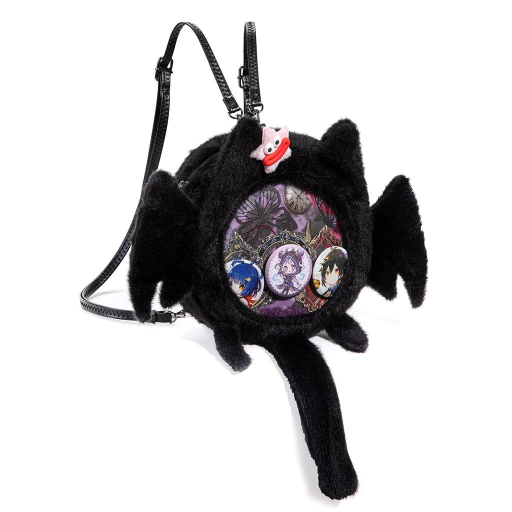 Women's Crossbody Anime Ita Bag: Creative Bat Design with Badge Display
