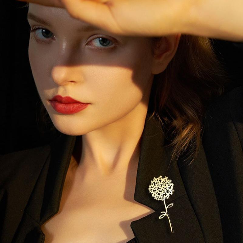 Trendige Edelstahl-Pusteblumen-Broschen für Damen Pflanzen-Anstecker Lässige Party-Accessoires Luxusgeschenke Freunde