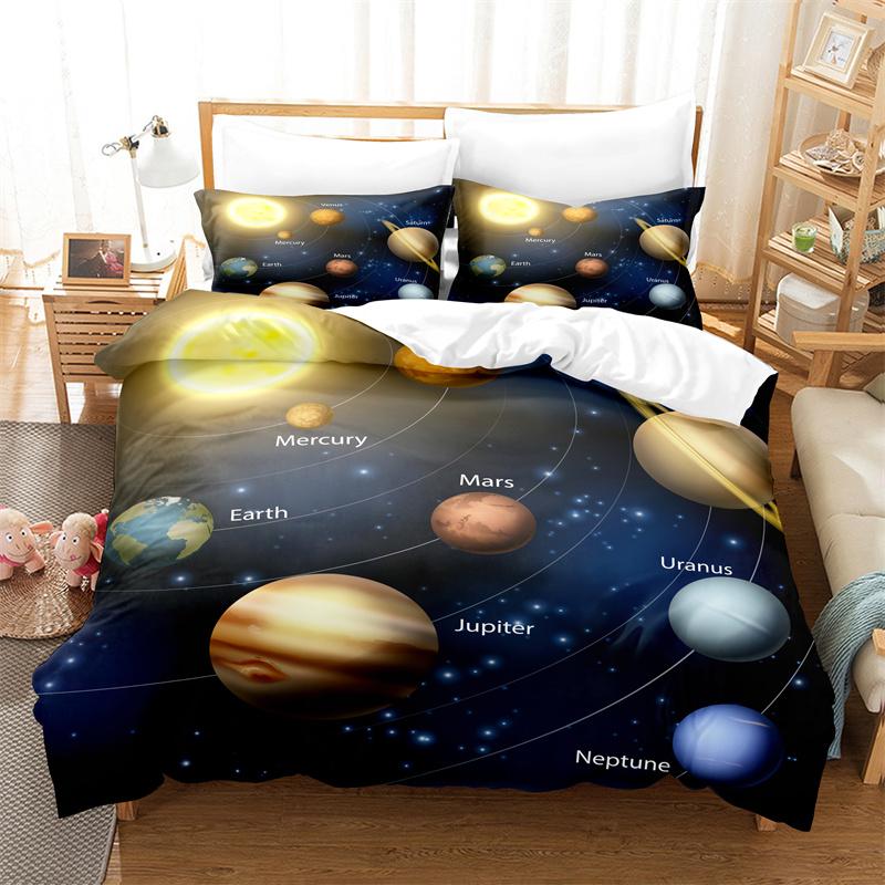 Sternenhimmel Schlafbettwäsche Kollektion Planeten Bettbezug 3D Bettwäsche Mode Design Dekoration King Size Bettbezug Kollektion Doppelbett