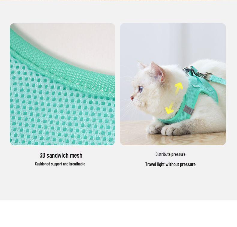 Escape-Proof Cat & Small Dog Harness Leash - Outdoor Walking Rope for Teddy & Bichon Frise