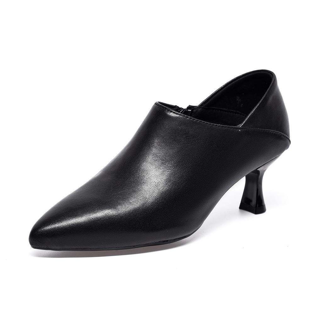 Pointed High Heels Women's Spring Simple Temperament Deep Mouth Single Shoes Stiletto Fashion Shoes Two Wear Leather Shoes