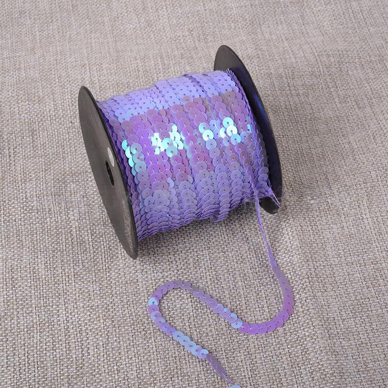 100yards Shiny Color Sequins Ribbon Round Flat Laser Colored Paillettes Trims for Garment Bag DIY Sewing Crafts Party Decoration