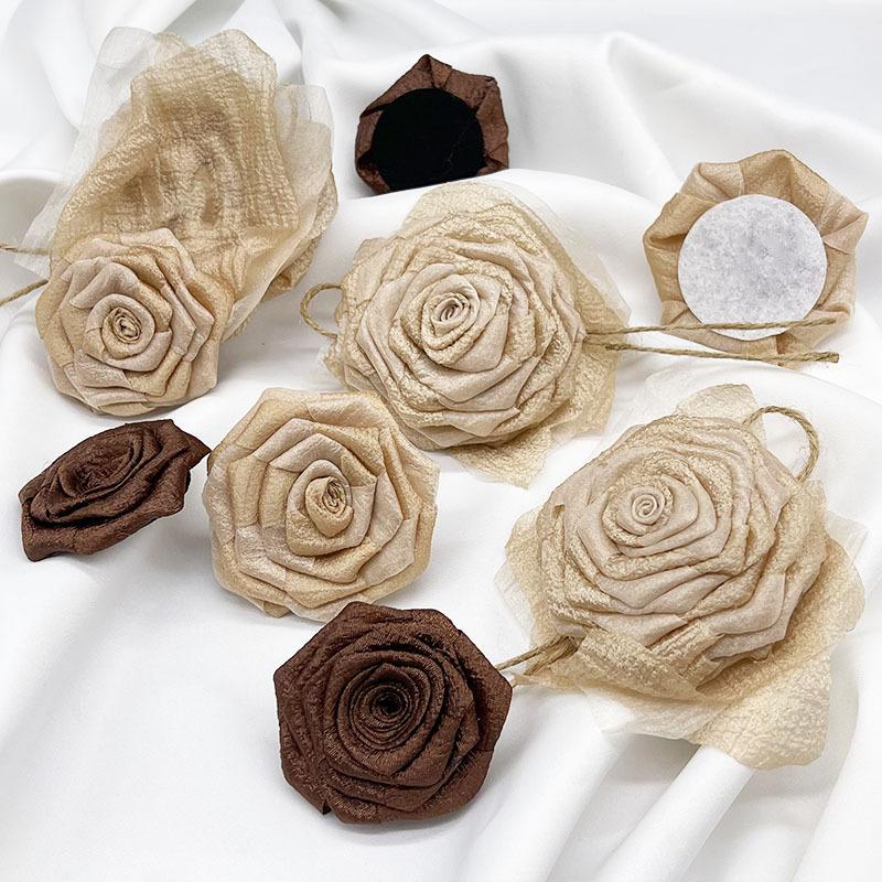 Dry Rose Fabric Camellia Hair Accessories Handmade Diy Three-Dimensional Flower Brooch Clothing Accessories Flowers