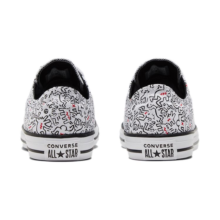 Converse Keith Haring X Chuck Taylor All Star Low Dancing Figures Allover Print Unisex Sneakers White Black Red 171860C