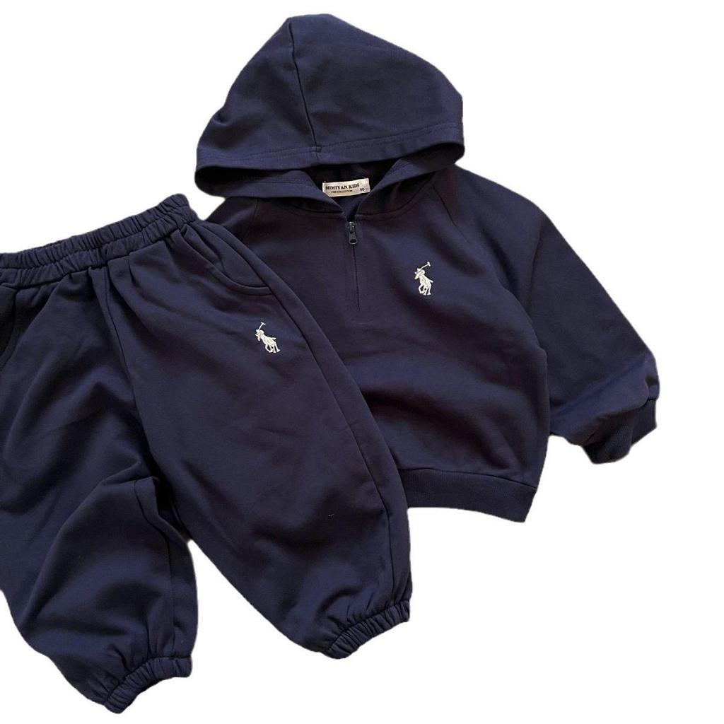 2024 Spring/Autumn Children's Korean Embroidered Hoodie & Sweatpants Set