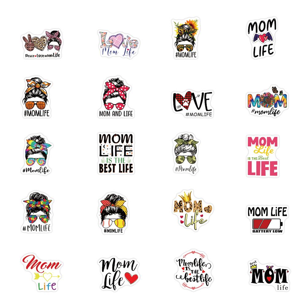 50 Cartoon MOM LIFE Graffiti Stickers Personalized Decorative Guitar Notebook Suitcase DIY Waterproof