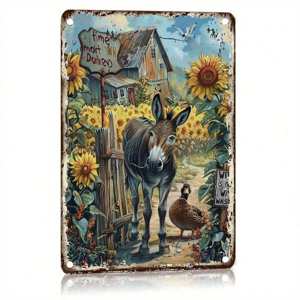 Vintage Donkey Metal Poster Wall Art for Living Room Bar Decor