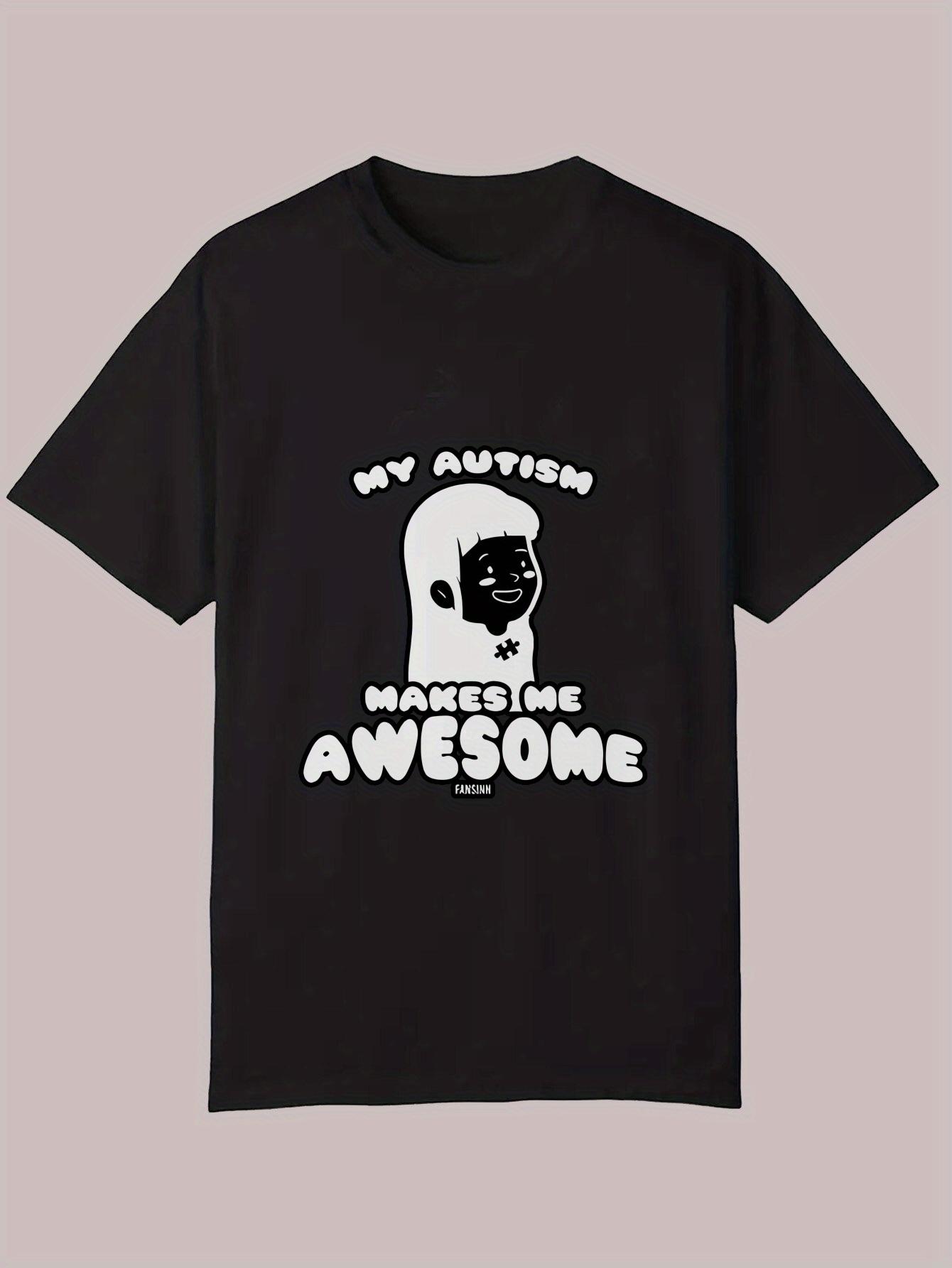 

Autism Awareness T-shirt - My Autism Makes Me Awesome Graphic Tee with Skull Design L