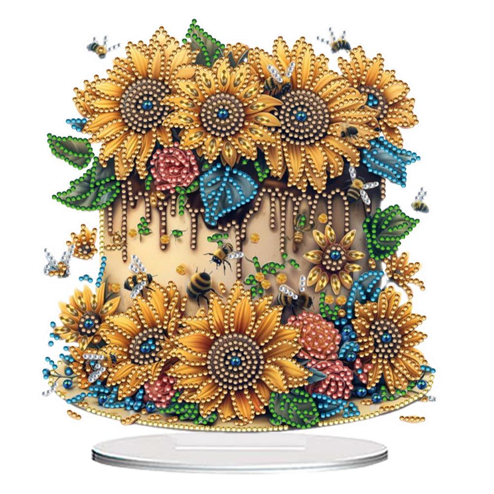 Flower Double Sided Effect Diamond Painting Tabletop Ornaments Kit Diamond Painting Desktop Decorations for Adults Beginner