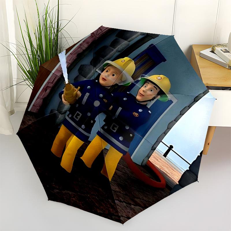 

Fireman Fire trucks Themed Travel Umbrella-8 Ribs Automatic Opening and Closing, Portable Folding Design, Compact and Stylish Umbrella Suita