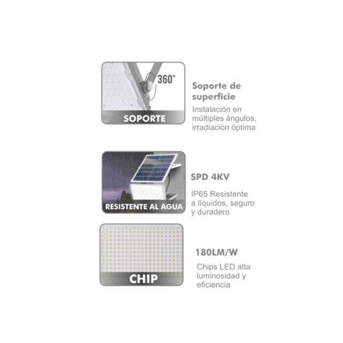 Projecteur Extérieur LED - SILVER ELECTRONICS - 50W - Panneau Solaire - Télécommande - IP65