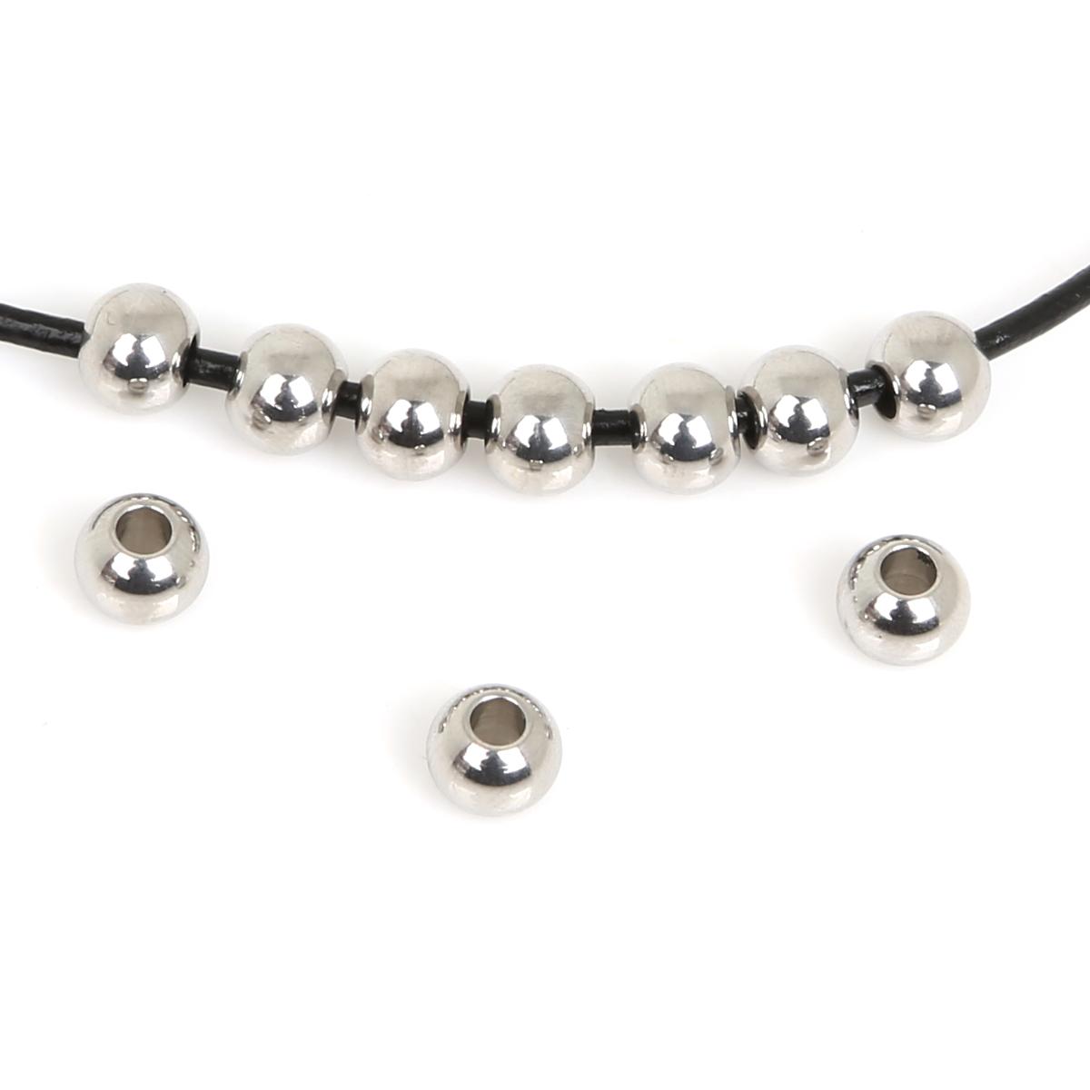 

5-50 шт., свободные разделительные бусины из нержавеющей стали, серебряные круглые бусины для изготовления браслетов, ожерелья, ювелирных изделий своими руками 6x5mm 50pcs серебряный