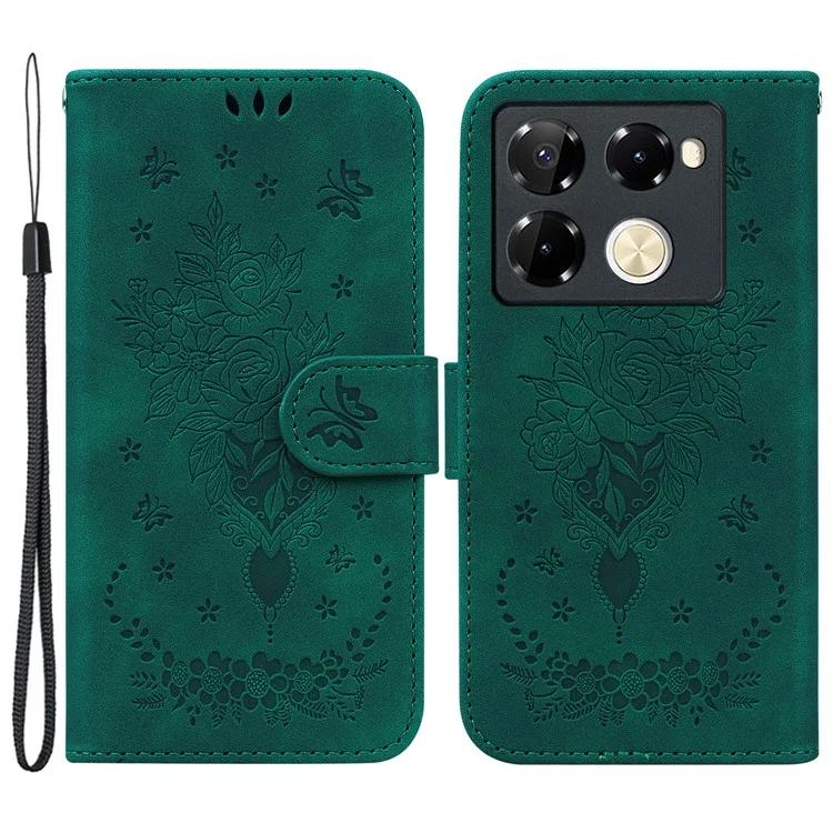 

Для Infinix Note 40 Pro+ / Note 40 Pro 5G чехол из тисненой кожи с полной защитой телефона - зеленый