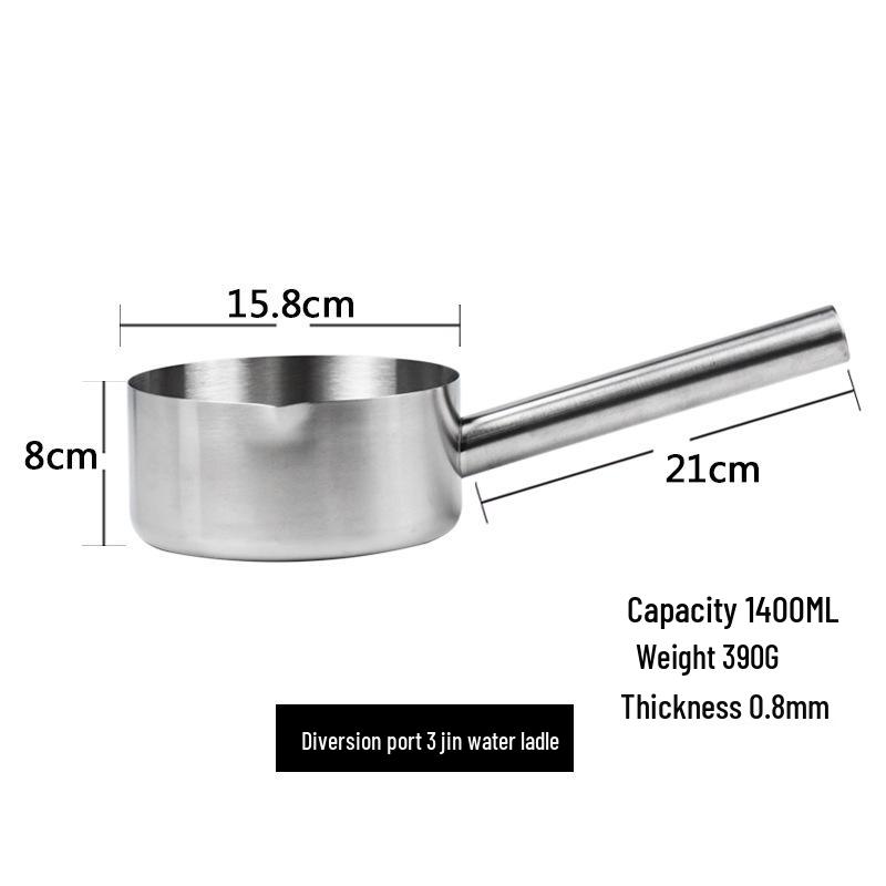 Stainless Steel Flat Bottom Kitchen Water Ladle and Soup/Milk Pot Combo.