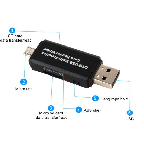 Portable High Speed SD TF OTG Micro USB Card Reader for Mobile Phone