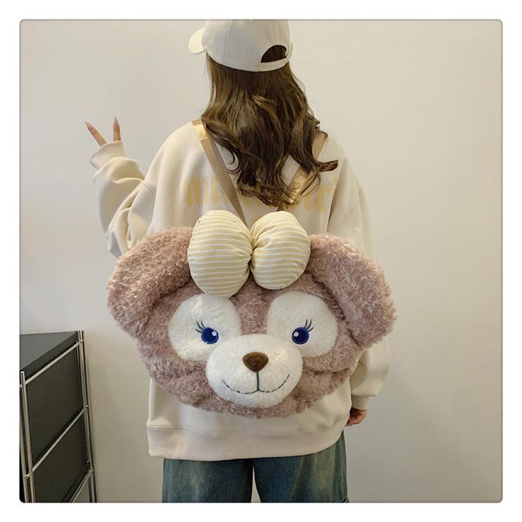 Women's Plush Kuromi & Cinnamoroll Tote Crossbody Bag - Cute Dog Tooth Design Handbag
