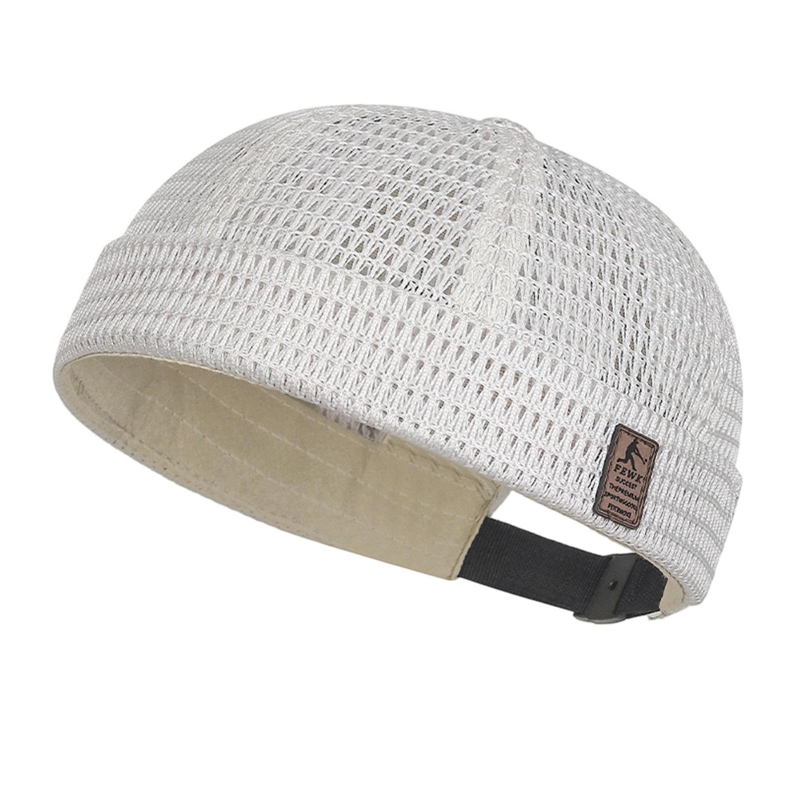 Breathable Mesh Skullcap Adjustable Brimless Cap Unisex Lightweight Ventilated Summer Hat for Outdoor Activities One Size бежевый