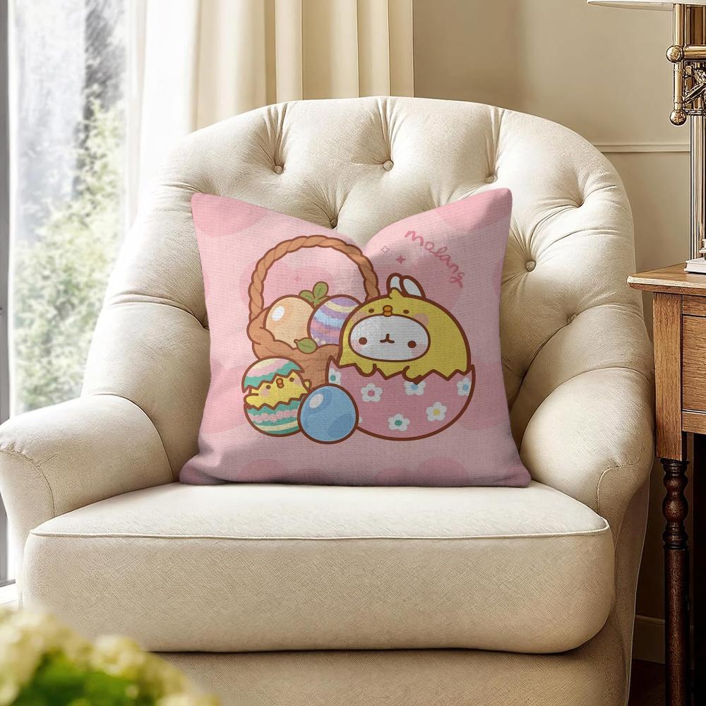 Classic MMolang Cushion Cover Natural Linen Organic Fabric DoubleSided Printing Couch Pillow Covers Home Decor