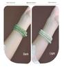Natural Sunny Hetian Jade Women's Multi-Turn Bracelet with High Ice Green and Ice Base Beads