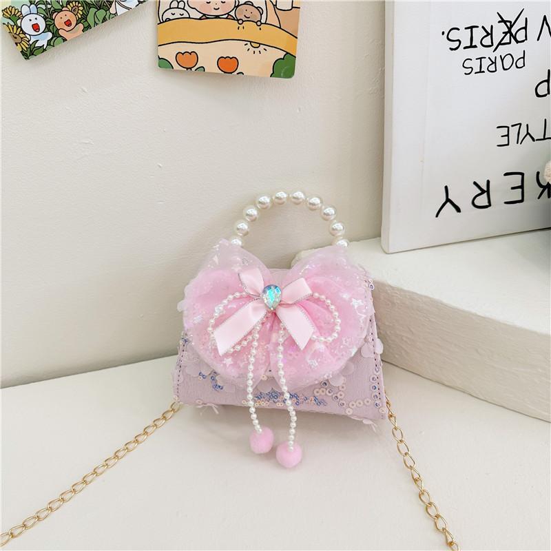 Fashionable Kids Bag Adorable Floral Butterfly Bow Princess Handbag For Girls And Boys Pink Bow