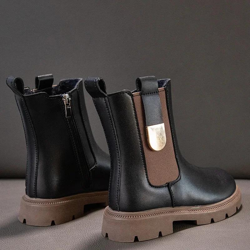 Autumn Winter Girls' Boots Kids Shoes Girl Fall Chelsea Boots British Child Winter Warm Waterproof Ankle Boots