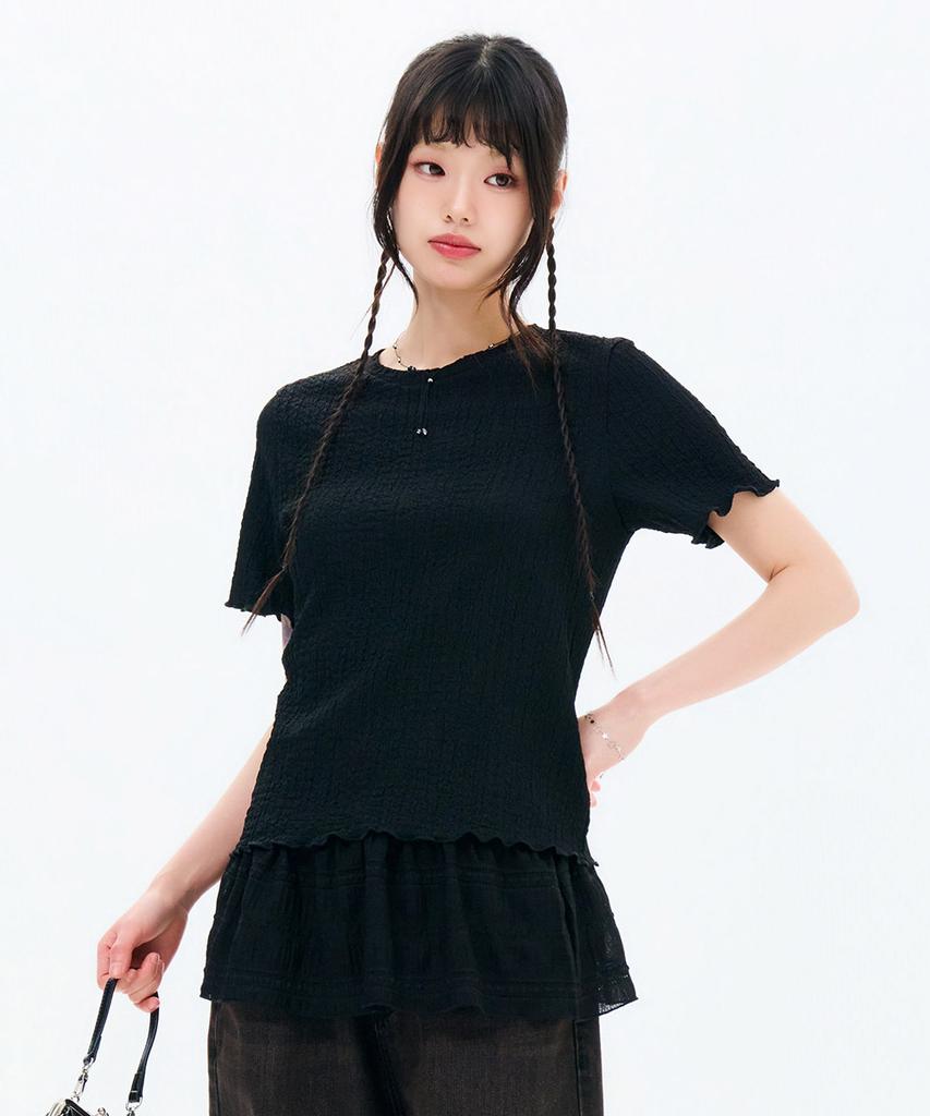 CHASECULT Women'S Crinkle Short Sleeve T-Shirt-Fbrg5868D03