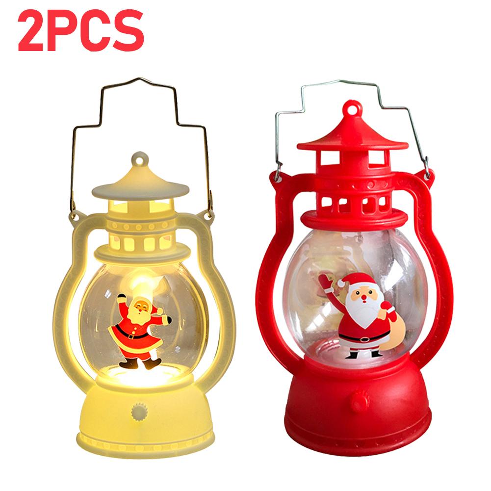 Christmas Portable Lantern Battery Operated Santa Claus Snowman Oil Lamp with Handle Xmas New Year Gifts for Table Decoration