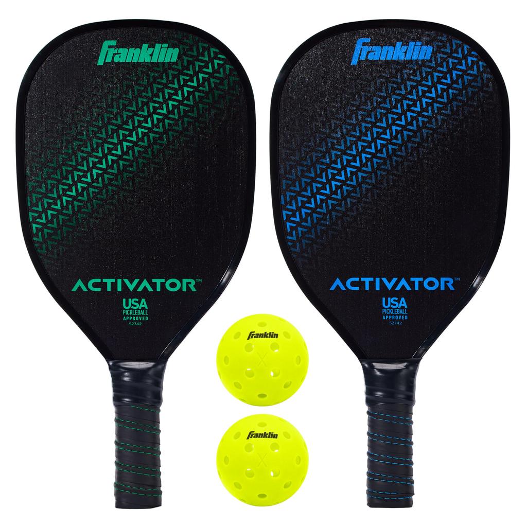 Franklin Sports Pickleball Paddle and Ball Set, Wooden Racket + Pickleball 2-Player Activator, USA Pickleball (USAPA) Approved, Multicolor