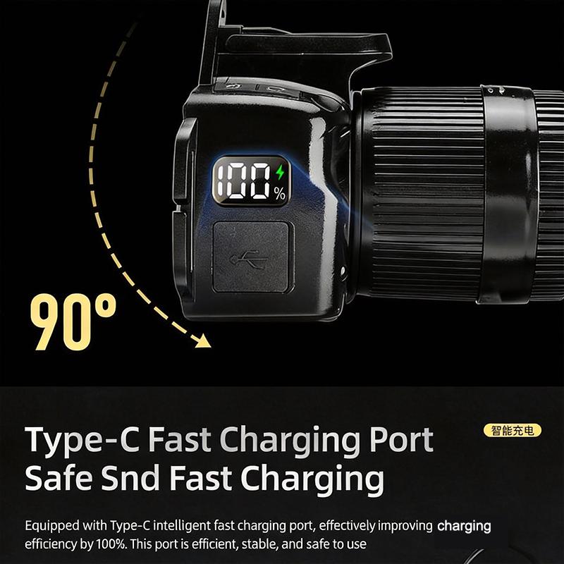 Multifunctional Sensing Powerful LED Headlamp Rotate Telescopic Zoomable Head Torch Outdoor Waterproof Rechargeable Fishing Camping Portable Headlight