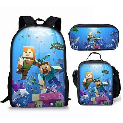 Minecraft School Bag Primary School Student Backpack Children's School Bag Large Capacity Anime Cartoon Backpack  12-NMAOV