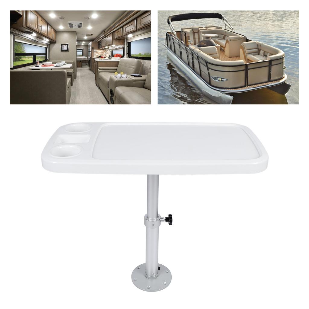 Wohnmobiltisch 460–700 mm höhenverstellbar, abnehmbares Bootstisch- und Basis-Set mit 2 Getränkehaltern für Wohnwagen, Yacht, Ponton, Deck