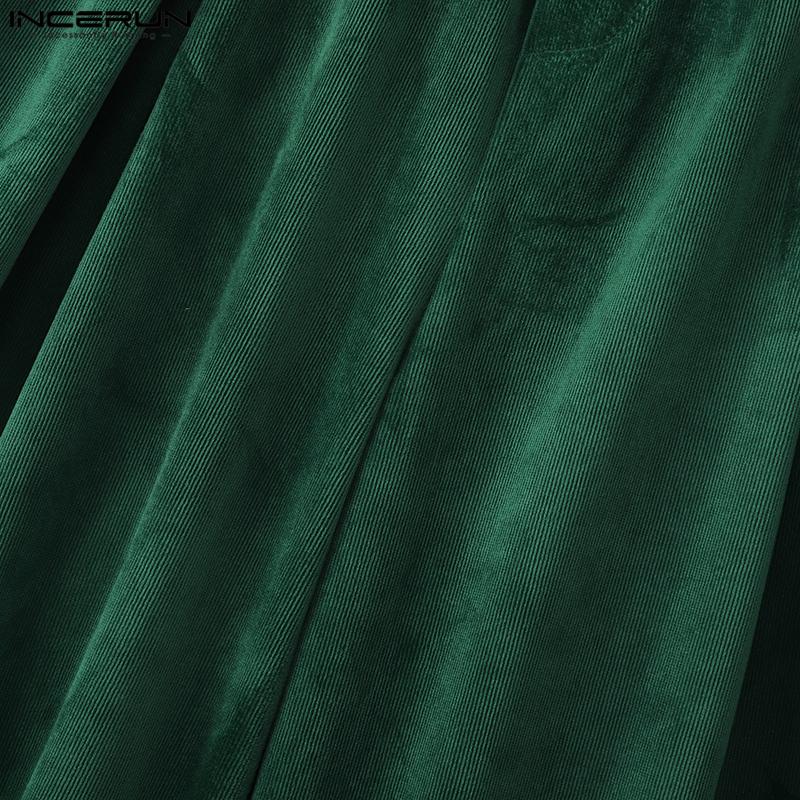 INCERUN Herren Elastischer Bund Solide Textur Lässige Weitbein Hosen