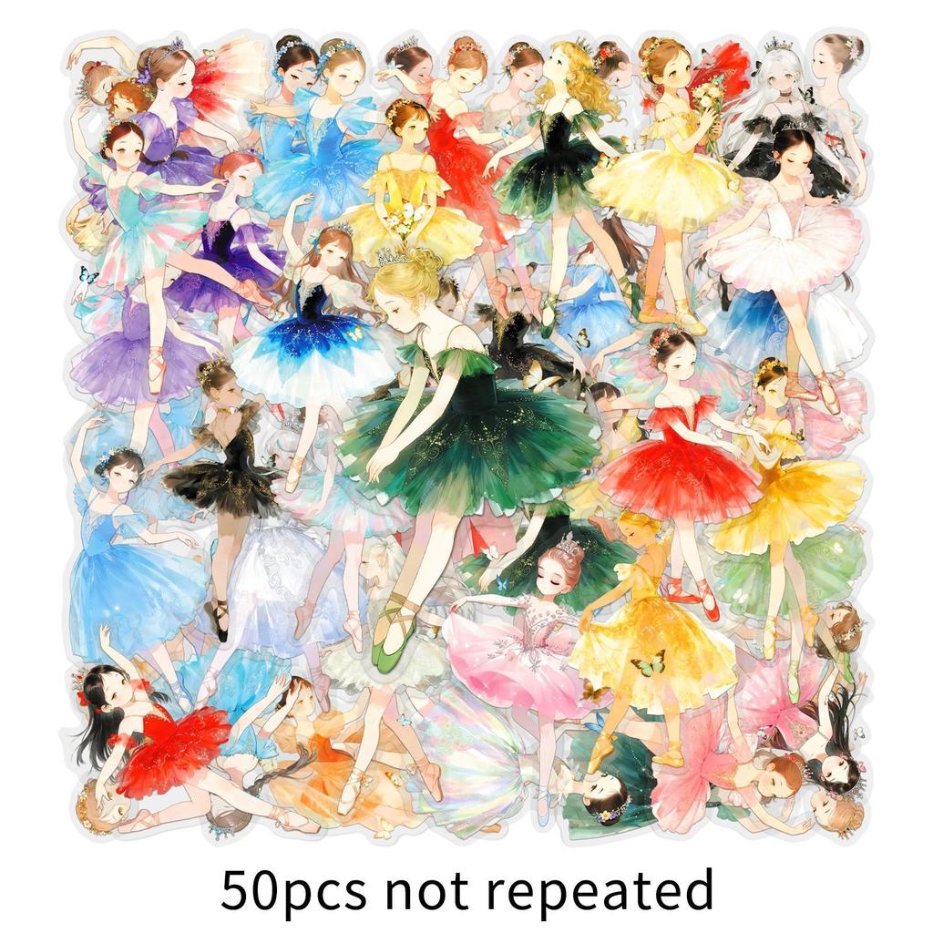 50Pcs/Set Sweet Ballet Girls Series 02 PET Clear Stickers Waterproof DIY Fashion Doodle Decals Stickers