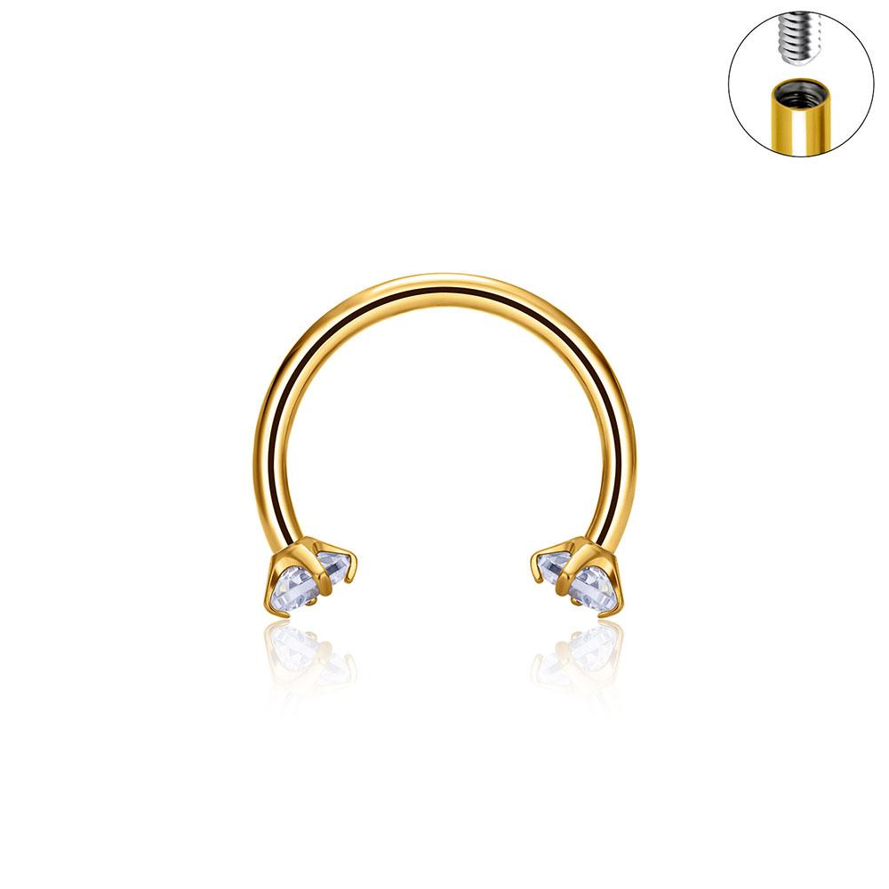 Titan G23 Ohrknorpel Nagel Nasenseptum Ring Augenbrauen gebogener Stab Kopf Vier Krallen Innengewinde Perforierter Zirkon Ohrnagel
