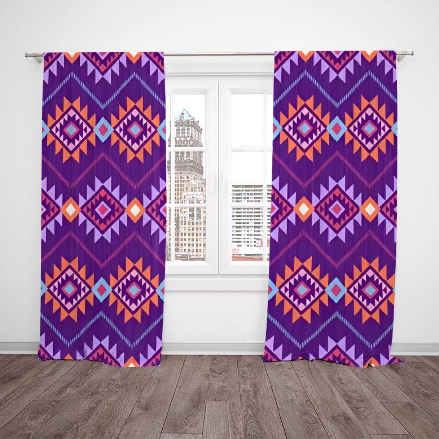 2pcs- Bohemian look purple polyester material curtains, pole bag curtains 42 * 84, bedroom, living room, family space decoration