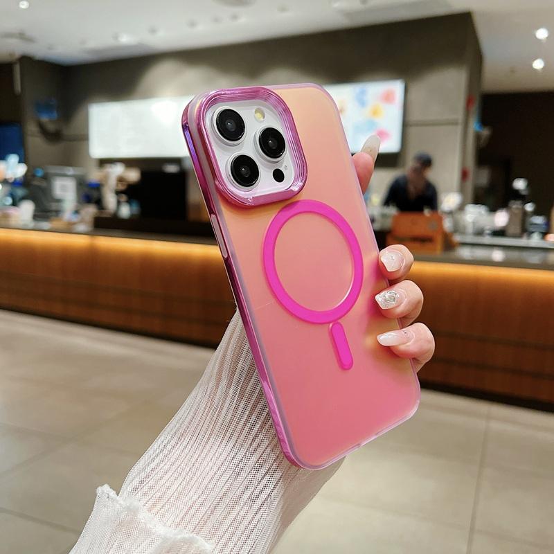 For Iphone 15 14 13 12 Pro Max Shockproof Wireless Charge For Magsafe Magnetic Slim Pc Hybird Tpu Plain Color Phone Case Cover