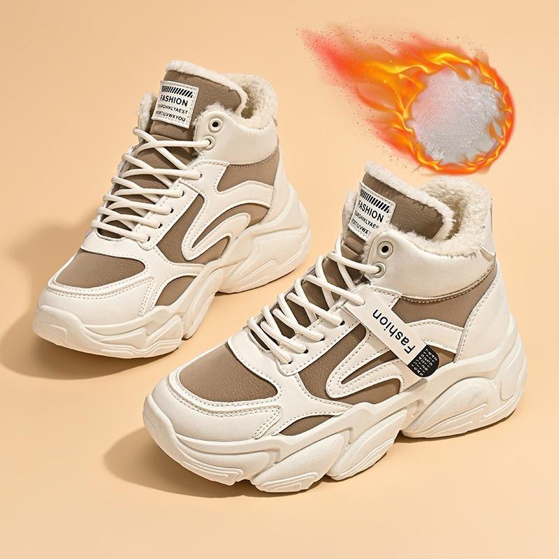 Thickly-lined Dad-style Shoes for Women, New Style, Thick and High-top, Suitable for Sports, Cotton Shoes