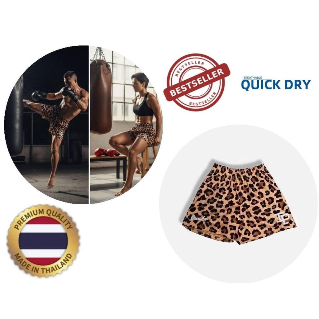 Pantalones Cortos de Entrenamiento de Boxeo Muay Thai Leopardo Estampado Kickboxing Secado Rápido Artes Marciales Boxer Unisex Hombre Mujer Niño Pantalones Fitness Gimnasio Deporte Entrenamiento Streetwear